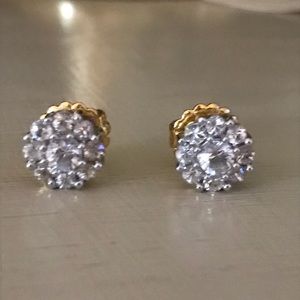 14k Gold White Sapphire Earrings